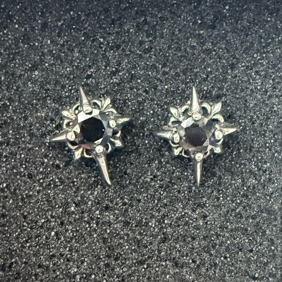 Jewelry - Elegant Silver Starburst Goth Earring Studs